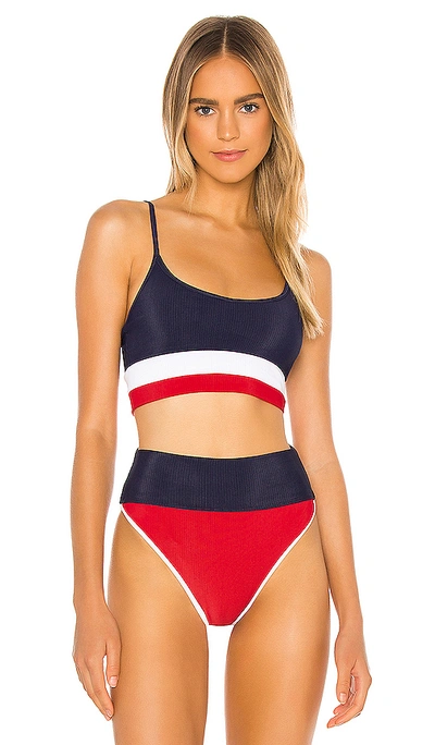 Shop Beach Riot Eva Bikini Top In Red  White & Blue