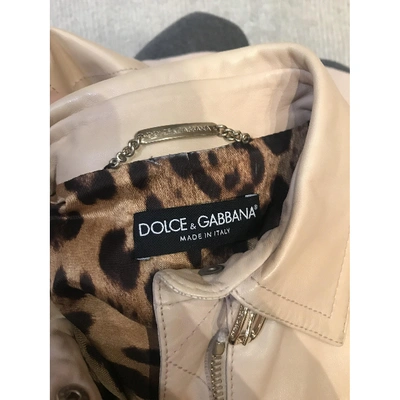 Pre-owned Dolce & Gabbana Beige Leather Leather Jacket