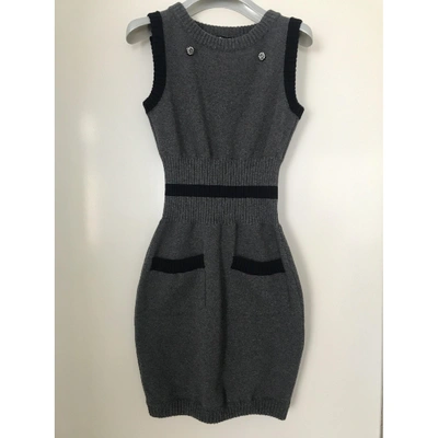 Pre-owned Chanel Wool Mid-length Dress In Grey
