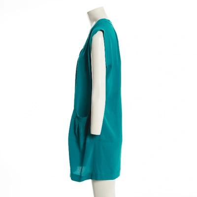Pre-owned Miu Miu Silk Mid-length Dress In Turquoise