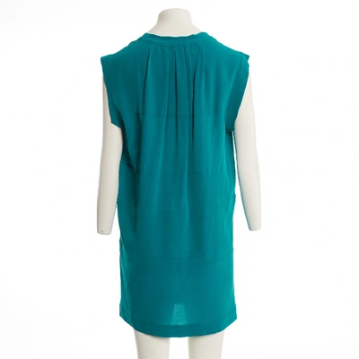 Pre-owned Miu Miu Silk Mid-length Dress In Turquoise