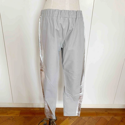 Pre-owned Les Chiffoniers Leather Trousers In Grey