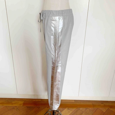 Pre-owned Les Chiffoniers Leather Trousers In Grey