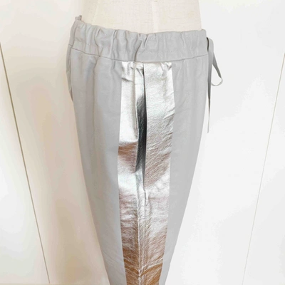 Pre-owned Les Chiffoniers Leather Trousers In Grey