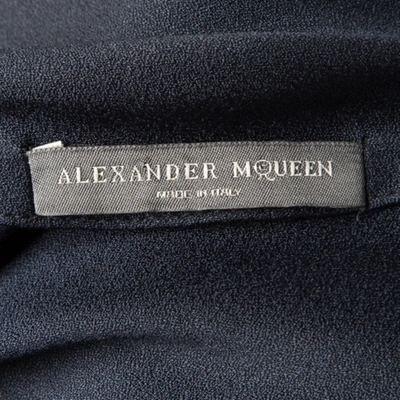 Pre-owned Alexander Mcqueen Navy Silk Dress