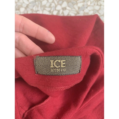 Pre-owned Iceberg Wool Skirt In Burgundy
