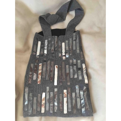 Pre-owned Chloé Wool Mini Dress In Grey