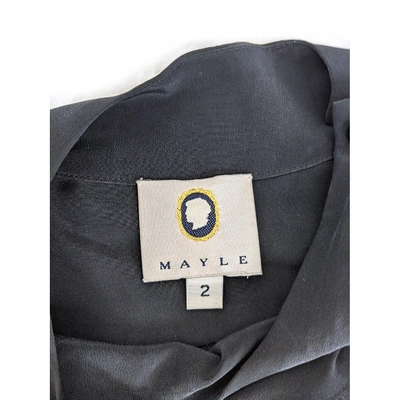 Pre-owned Mayle Silk Mid-length Dress In Navy