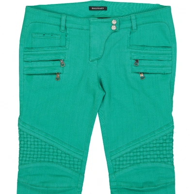 Pre-owned Balmain Slim Jeans In Green