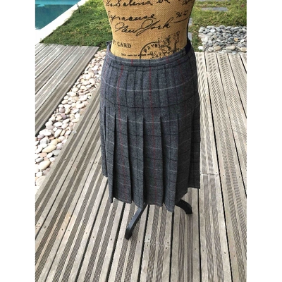 Pre-owned Burberry Wool Mid-length Skirt In Grey