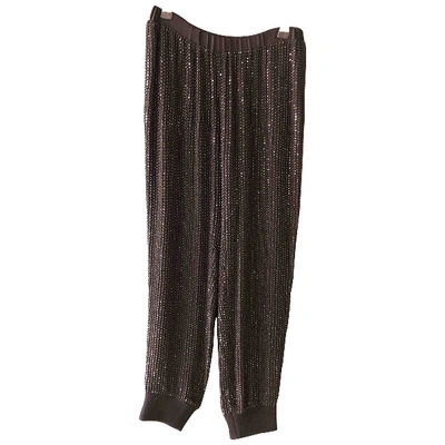 Pre-owned L Agence Silk Trousers In Black