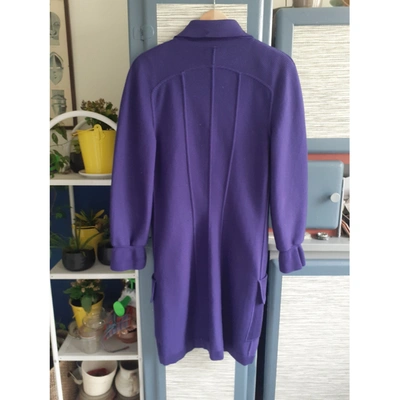 Pre-owned Karl Lagerfeld Wool Cardi Coat In Purple