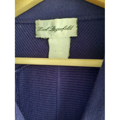 Pre-owned Karl Lagerfeld Wool Cardi Coat In Purple