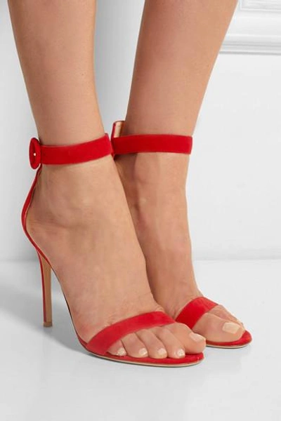 Shop Gianvito Rossi Suede Sandals In Red