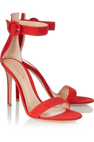 Shop Gianvito Rossi Suede Sandals In Red