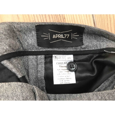Pre-owned April77 Wool Slim Pants In Grey