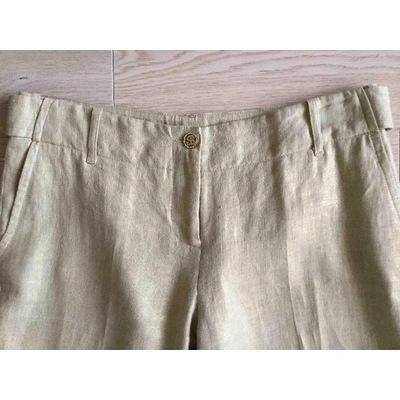 Pre-owned Blumarine Linen Large Pants In Beige
