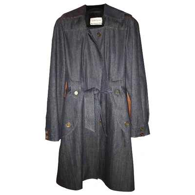 Pre-owned Saint Laurent Trench Coat In Blue