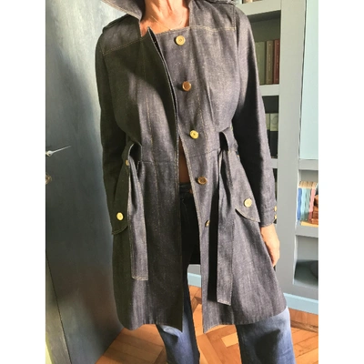 Pre-owned Saint Laurent Trench Coat In Blue