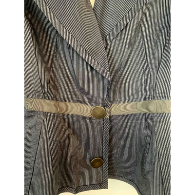 Pre-owned Lanvin Silk Suit Jacket In Blue