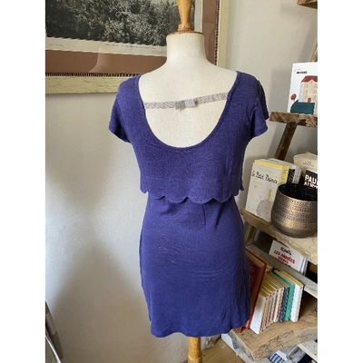 Pre-owned Claudie Pierlot Linen Mini Dress In Blue
