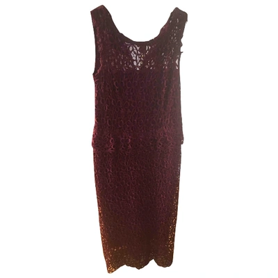 Pre-owned Luisa Beccaria Burgundy Lace Dress