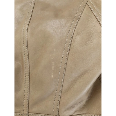 Pre-owned Dsquared2 Leather Biker Jacket In Camel