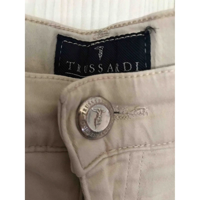 Pre-owned Trussardi Beige Cotton - Elasthane Jeans