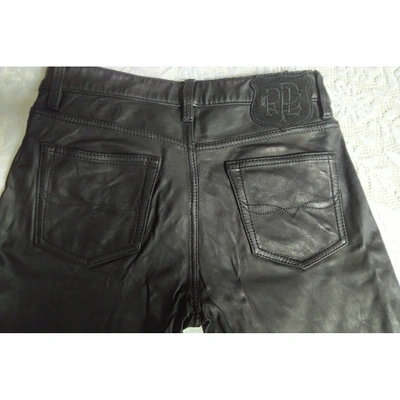 Pre-owned Ralph Lauren Leather Straight Pants In Black