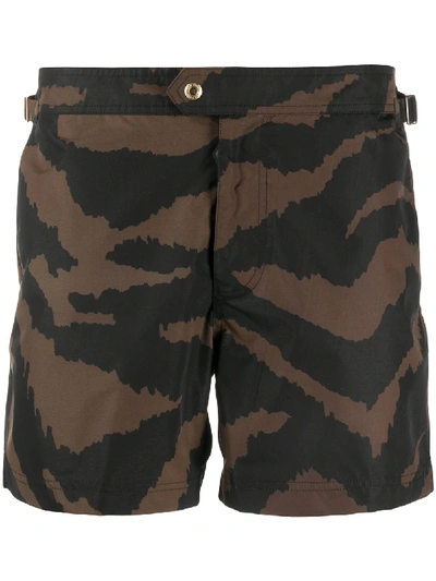 Shop Tom Ford Tiger-stripe Shorts In Brown