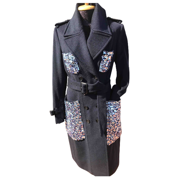 burberry navy wool coat