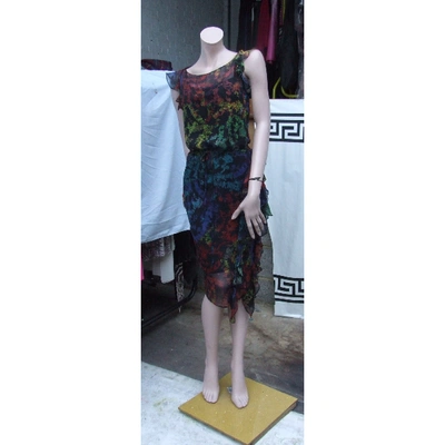 Pre-owned Diane Von Furstenberg Silk Mid-length Dress In Multicolour