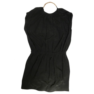 Pre-owned Yves Salomon Silk Mini Dress In Black