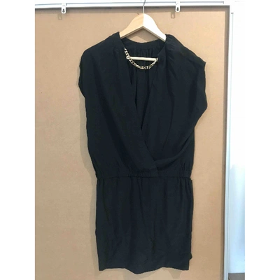 Pre-owned Yves Salomon Silk Mini Dress In Black