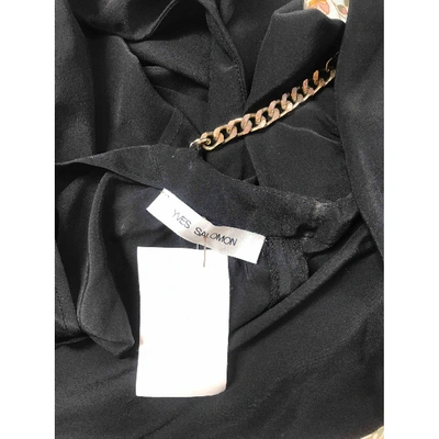 Pre-owned Yves Salomon Silk Mini Dress In Black