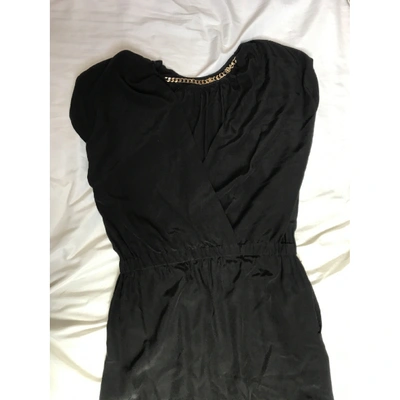 Pre-owned Yves Salomon Silk Mini Dress In Black