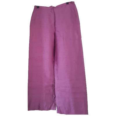Pre-owned Ferragamo Silk Trousers In Purple
