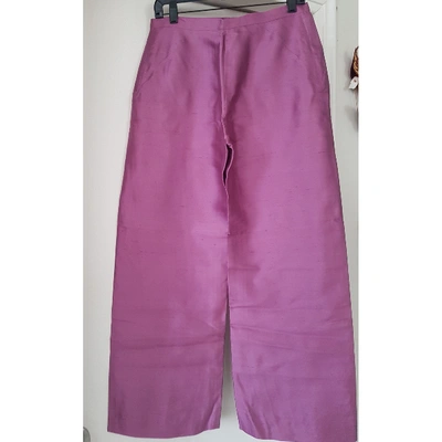 Pre-owned Ferragamo Silk Trousers In Purple