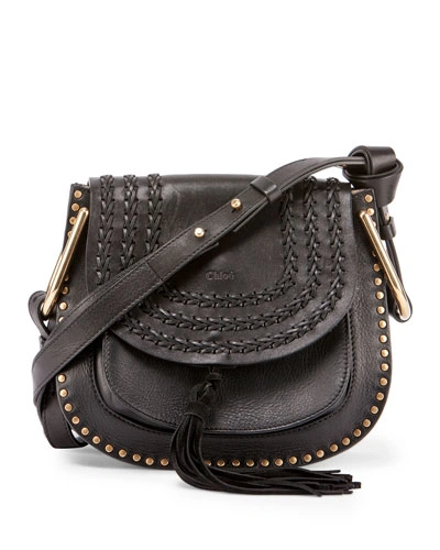 Chloé Small Hudson Studs Leather W/braids Bag, Black