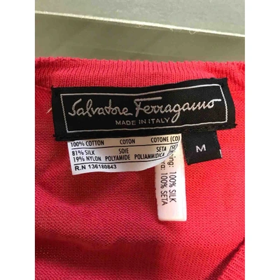 Pre-owned Ferragamo Silk Cardigan In Red