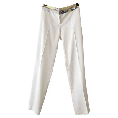 Pre-owned Roberto Cavalli Straight Pants In White