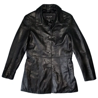 Pre-owned Andrew Marc Leather Biker Jacket In Black