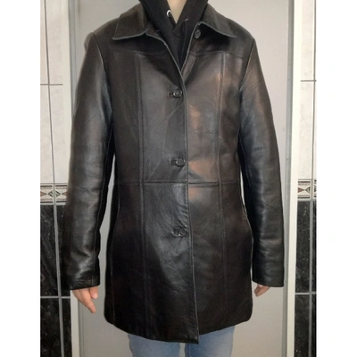 Pre-owned Andrew Marc Leather Biker Jacket In Black