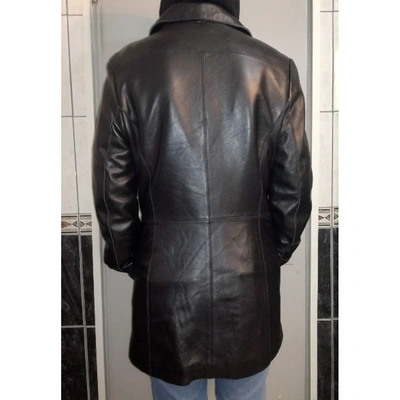 Pre-owned Andrew Marc Leather Biker Jacket In Black