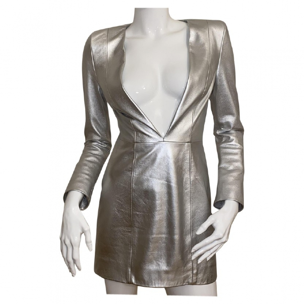 silver leather dress