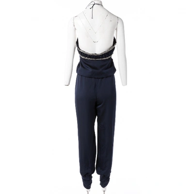 Pre-owned Azzaro Silk Jumpsuit In Navy