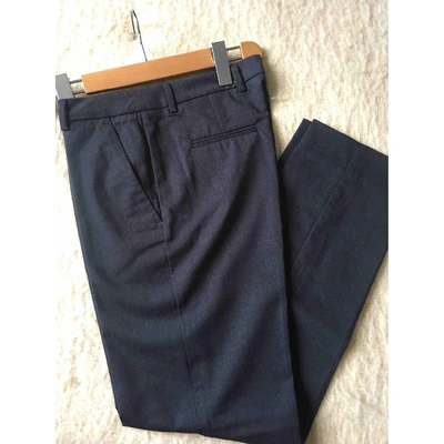 Pre-owned Moncler Wool Straight Pants In Anthracite