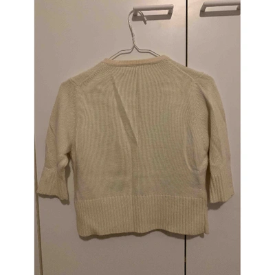 Pre-owned Pinko Wool Cardigan In Beige