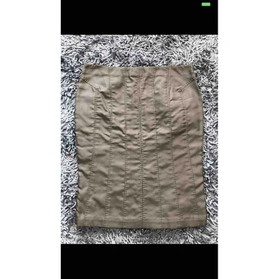 Pre-owned Gucci Silk Skirt In Khaki