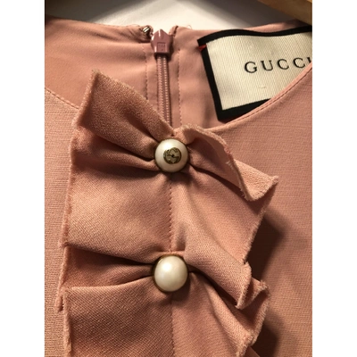 Pre-owned Gucci Wool Mid-length Dress In Pink